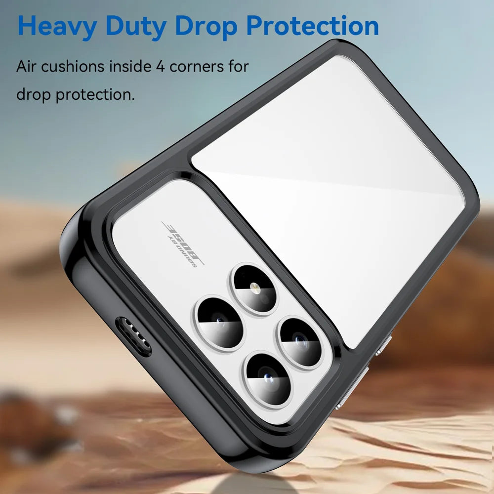 WANLONFENG For Xiaomi Redmi K90 5G / Xiaomi Poco F8 Pro 5G Phone Case  XC Series TPU Acrylic Cover with Tempered Glass (Big Lens Hole) - Black - 4