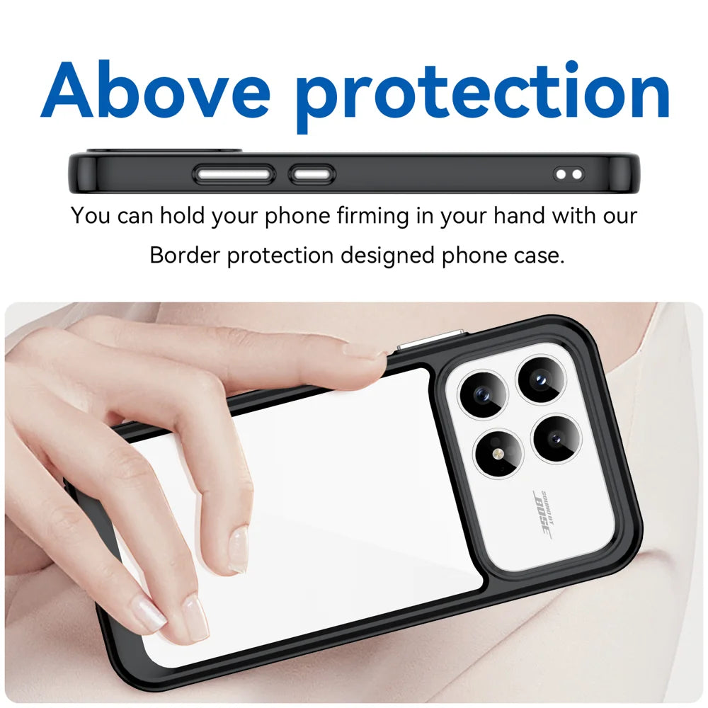 WANLONFENG For Xiaomi Redmi K90 5G / Xiaomi Poco F8 Pro 5G Phone Case  XC Series TPU Acrylic Cover with Tempered Glass (Big Lens Hole) - Black - 5