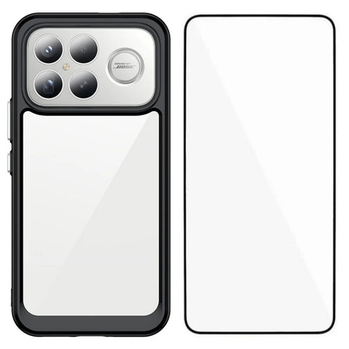 WANLONFENG For Xiaomi Redmi K90 Pro Max 5G / Xiaomi Poco F8 Ultra Phone Case  XC Series TPU Acrylic Cover with Tempered Glass (Big Lens Hole) - Black - 1