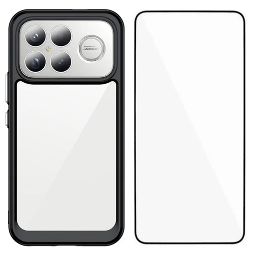WANLONFENG For Xiaomi Redmi K90 Pro Max 5G / Xiaomi Poco F8 Ultra Phone Case  XC Series TPU Acrylic Cover with Tempered Glass (Big Lens Hole) - Black - 1