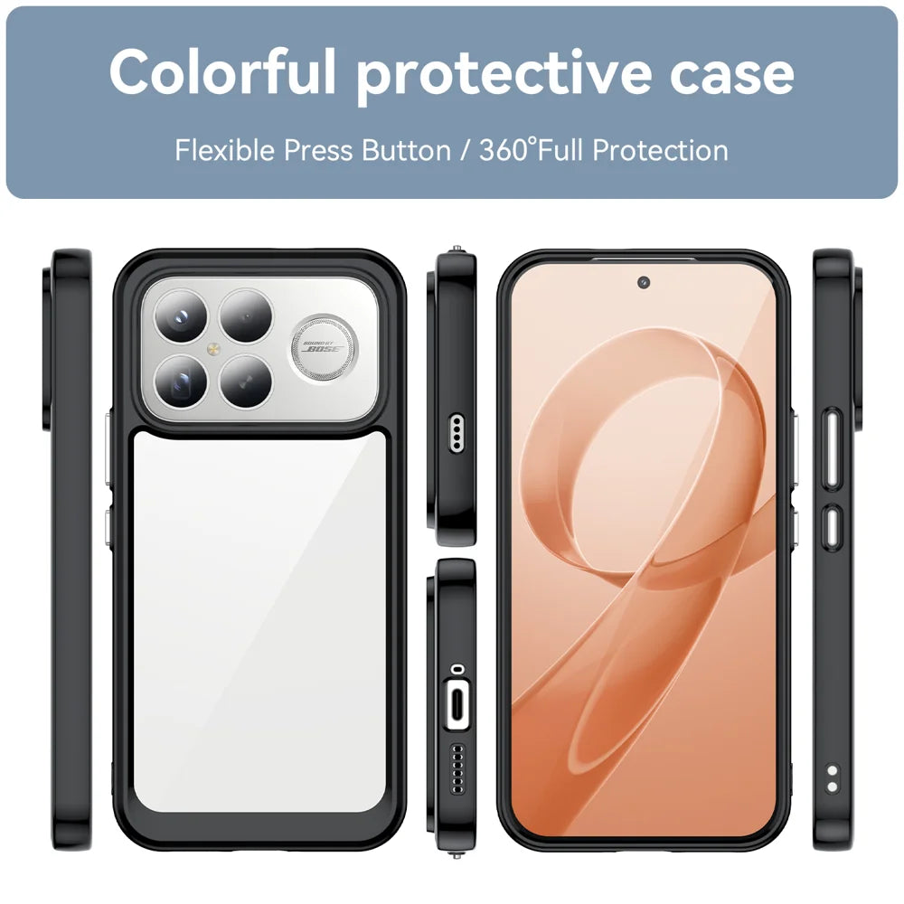 WANLONFENG For Xiaomi Redmi K90 Pro Max 5G / Xiaomi Poco F8 Ultra Phone Case  XC Series TPU Acrylic Cover with Tempered Glass (Big Lens Hole) - Black - 3