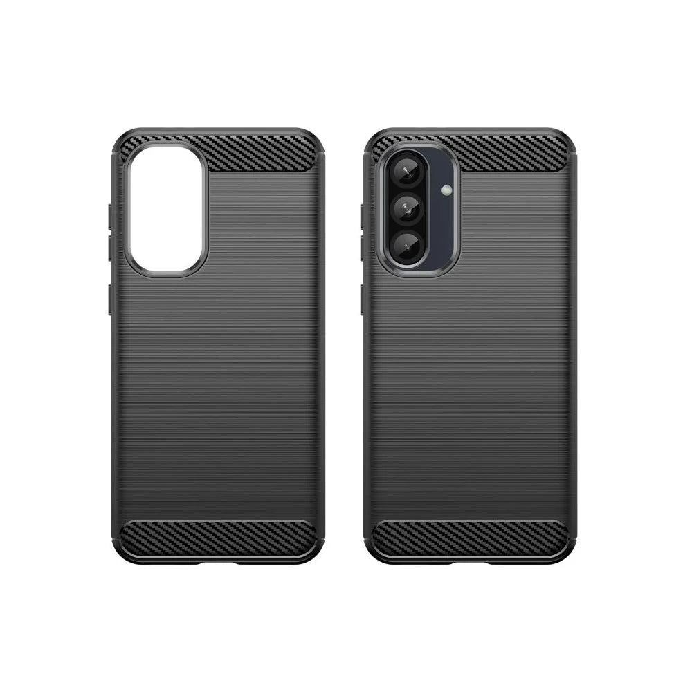 WANLONFENG For Samsung Galaxy A37 5G Case with Screen Film  LS Series Big Lens Hole Brushed Texture TPU Phone Cover - Black - 3