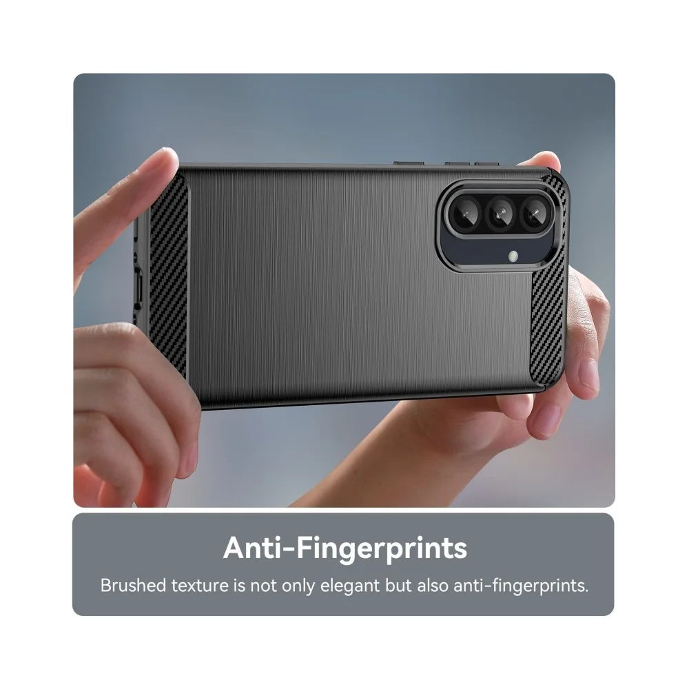 WANLONFENG For Samsung Galaxy A37 5G Case with Screen Film  LS Series Big Lens Hole Brushed Texture TPU Phone Cover - Black - 6