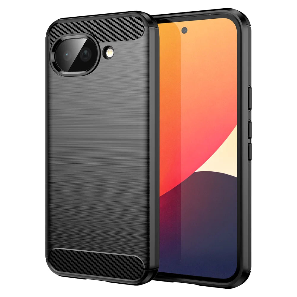 WANLONFENG For Google Pixel 10a Case with Screen Film  LS Series Big Lens Hole Brushed Texture TPU Phone Cover - Black - 2