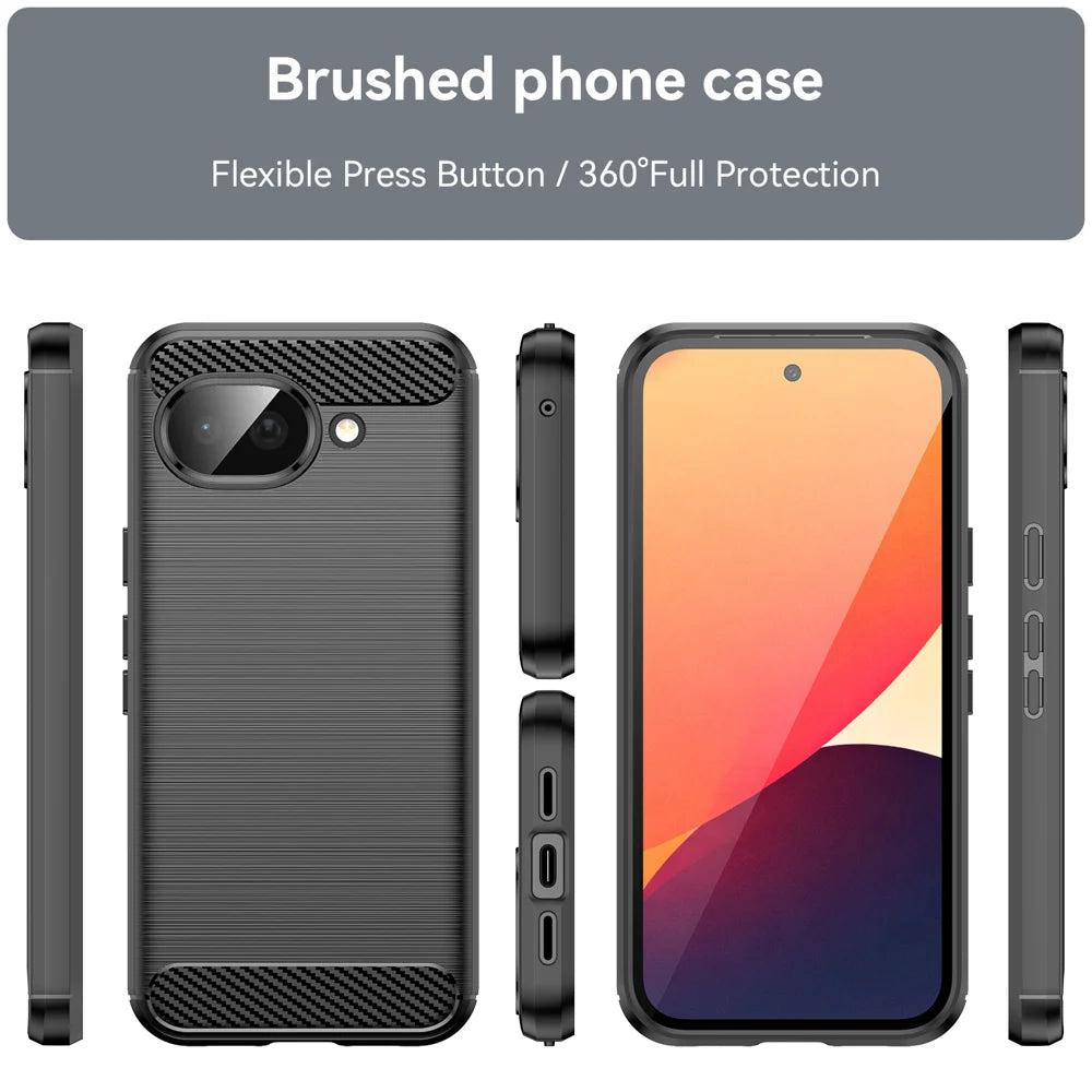 WANLONFENG For Google Pixel 10a Case with Screen Film  LS Series Big Lens Hole Brushed Texture TPU Phone Cover - Black - 3
