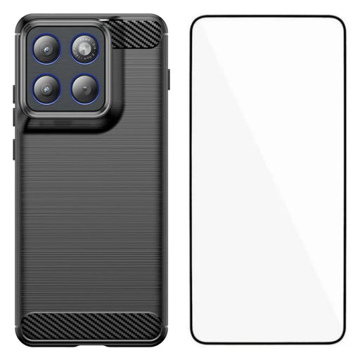 WANLONFENG For Motorola Edge 70 5G Case with Screen Film  LS Series Big Lens Hole Brushed Texture TPU Phone Cover - Black - 1