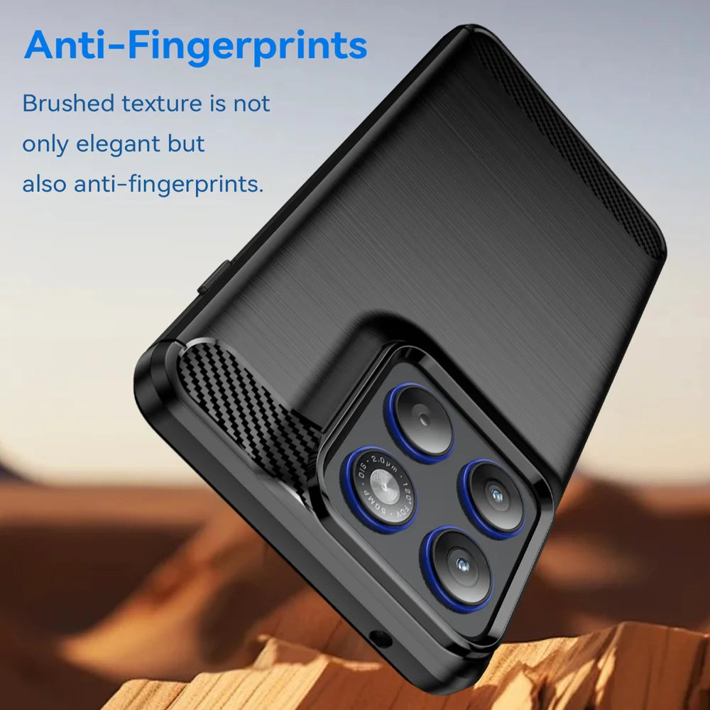 WANLONFENG For Motorola Edge 70 5G Case with Screen Film  LS Series Big Lens Hole Brushed Texture TPU Phone Cover - Black - 4
