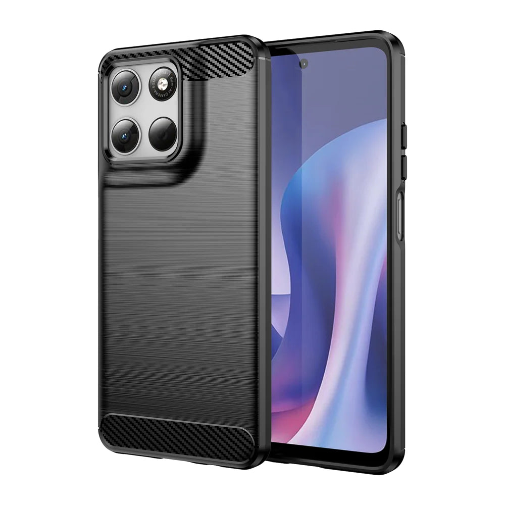 WANLONFENG For Motorola Moto G67 Power 5G Case with Screen Film  LS Series Big Lens Hole Brushed Texture TPU Phone Cover - Black - 2