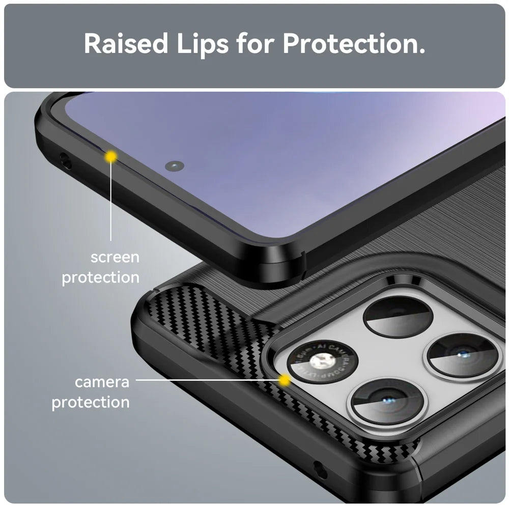 WANLONFENG For Motorola Moto G67 Power 5G Case with Screen Film  LS Series Big Lens Hole Brushed Texture TPU Phone Cover - Black - 7