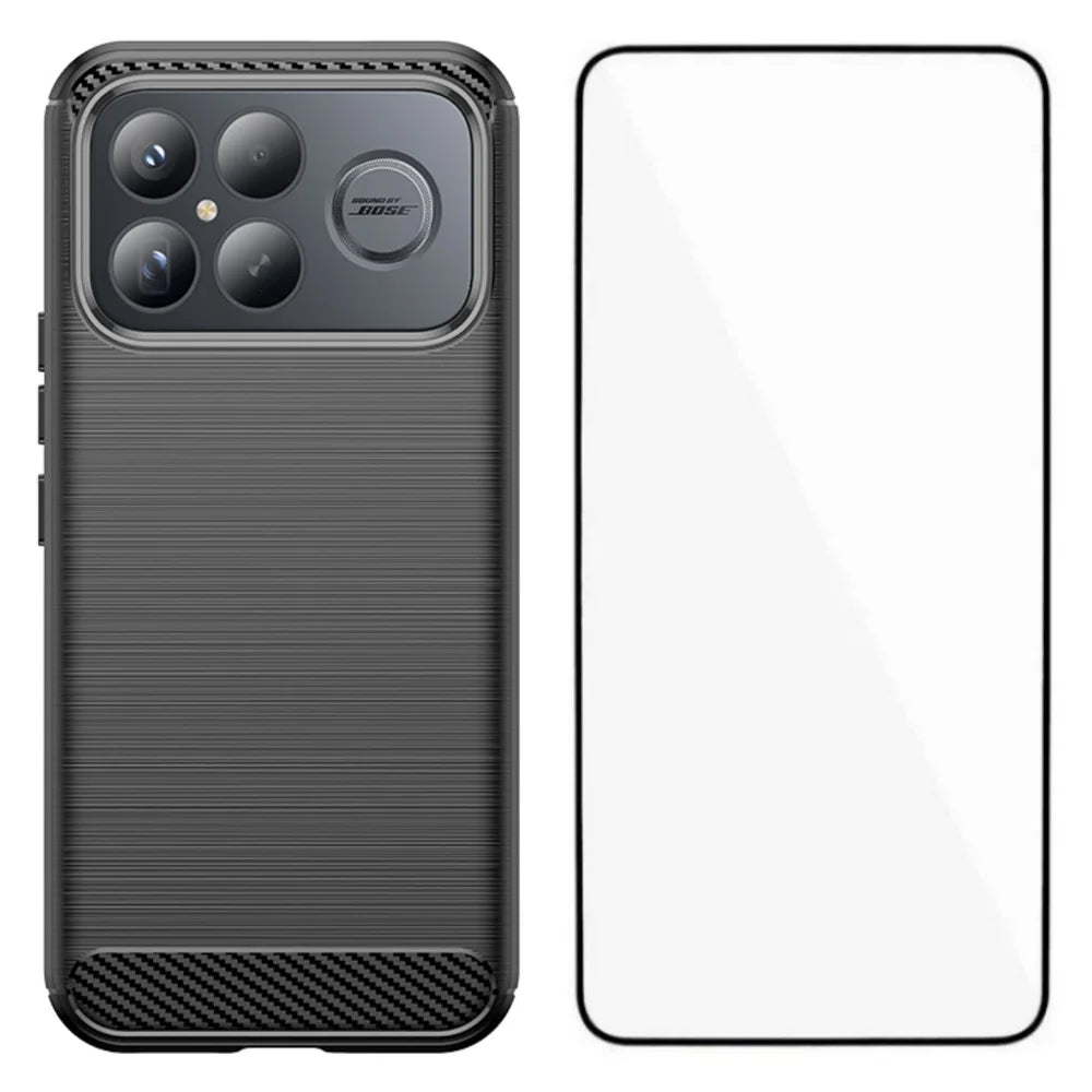 WANLONFENG For Xiaomi Redmi K90 Pro Max 5G / Xiaomi Poco F8 Ultra Case with Screen Film  LS Series Big Lens Hole Brushed Texture TPU Phone Cover - Black - 1