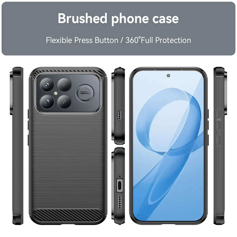 WANLONFENG For Xiaomi Redmi K90 Pro Max 5G / Xiaomi Poco F8 Ultra Case with Screen Film  LS Series Big Lens Hole Brushed Texture TPU Phone Cover - Black - 3