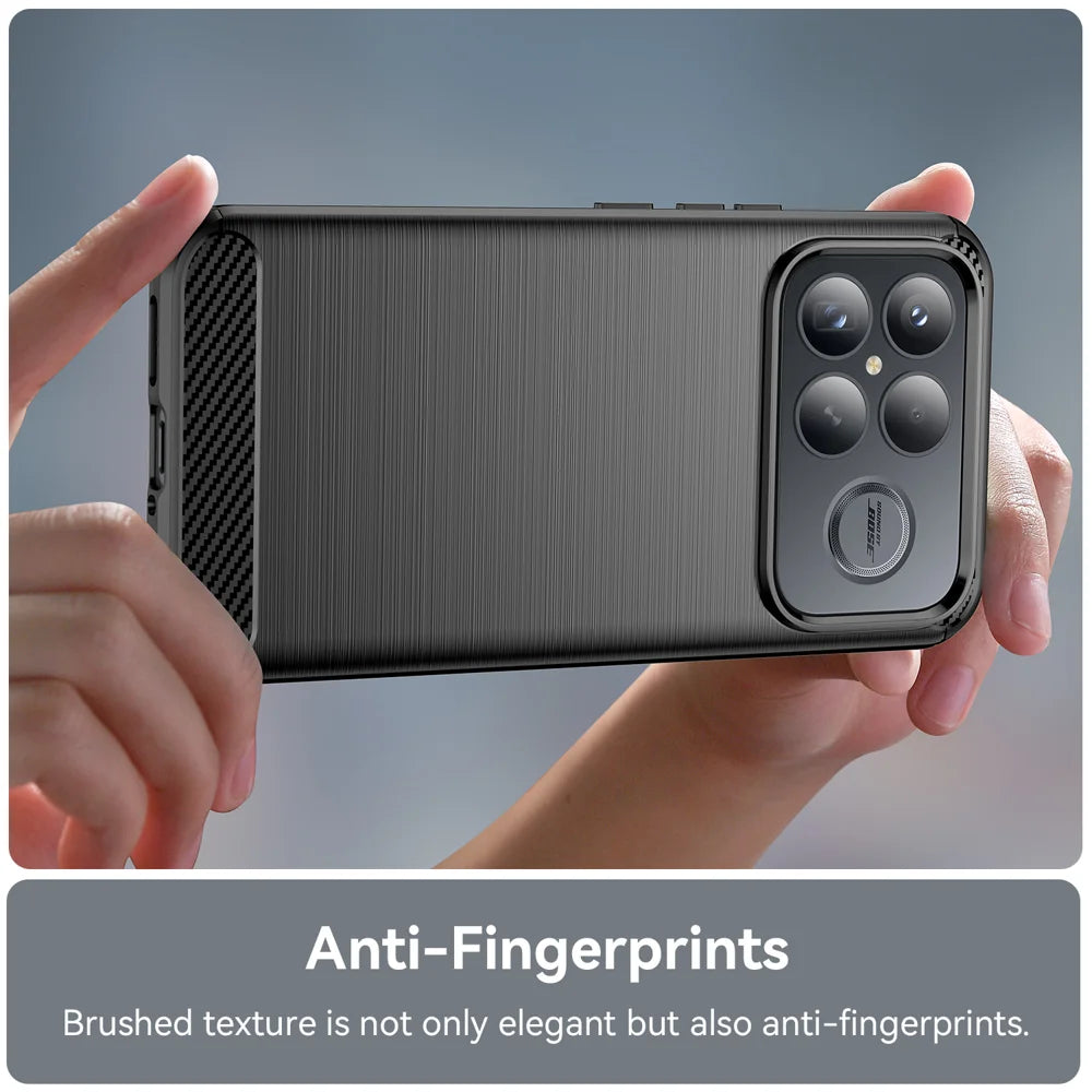 WANLONFENG For Xiaomi Redmi K90 Pro Max 5G / Xiaomi Poco F8 Ultra Case with Screen Film  LS Series Big Lens Hole Brushed Texture TPU Phone Cover - Black - 6