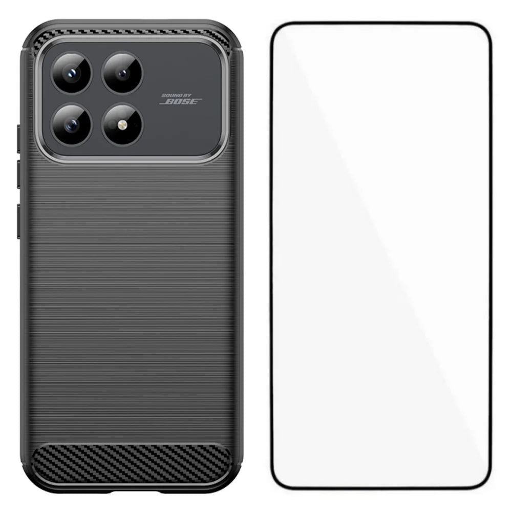 WANLONFENG For Xiaomi Redmi K90 5G / Xiaomi Poco F8 Pro 5G Case with Screen Film  LS Series Big Lens Hole Brushed Texture TPU Phone Cover - Black - 1