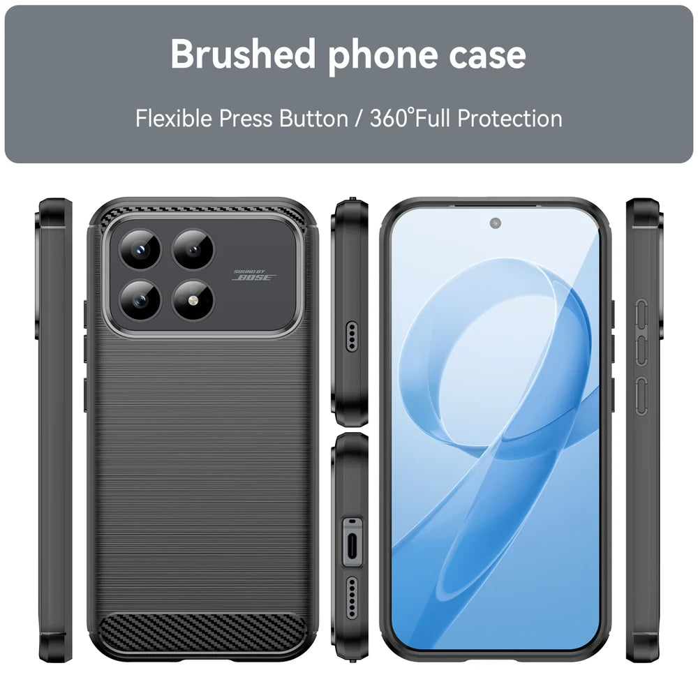 WANLONFENG For Xiaomi Redmi K90 5G / Xiaomi Poco F8 Pro 5G Case with Screen Film  LS Series Big Lens Hole Brushed Texture TPU Phone Cover - Black - 3