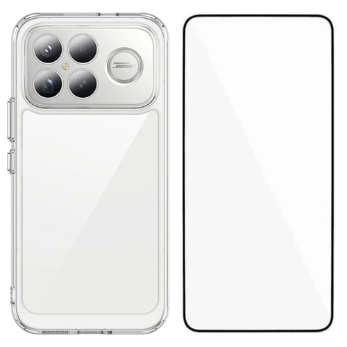 WANLONFENG For Xiaomi Redmi K90 Pro Max 5G / Xiaomi Poco F8 Ultra Case  MF Series TPU Acrylic Clear Phone Cover with Tempered Glass Film - Transparent - 1
