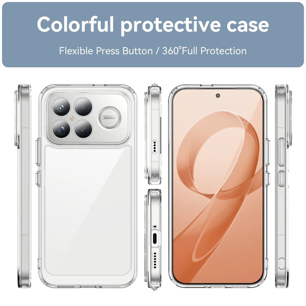 WANLONFENG For Xiaomi Redmi K90 Pro Max 5G / Xiaomi Poco F8 Ultra Case  MF Series TPU Acrylic Clear Phone Cover with Tempered Glass Film - Transparent - 3
