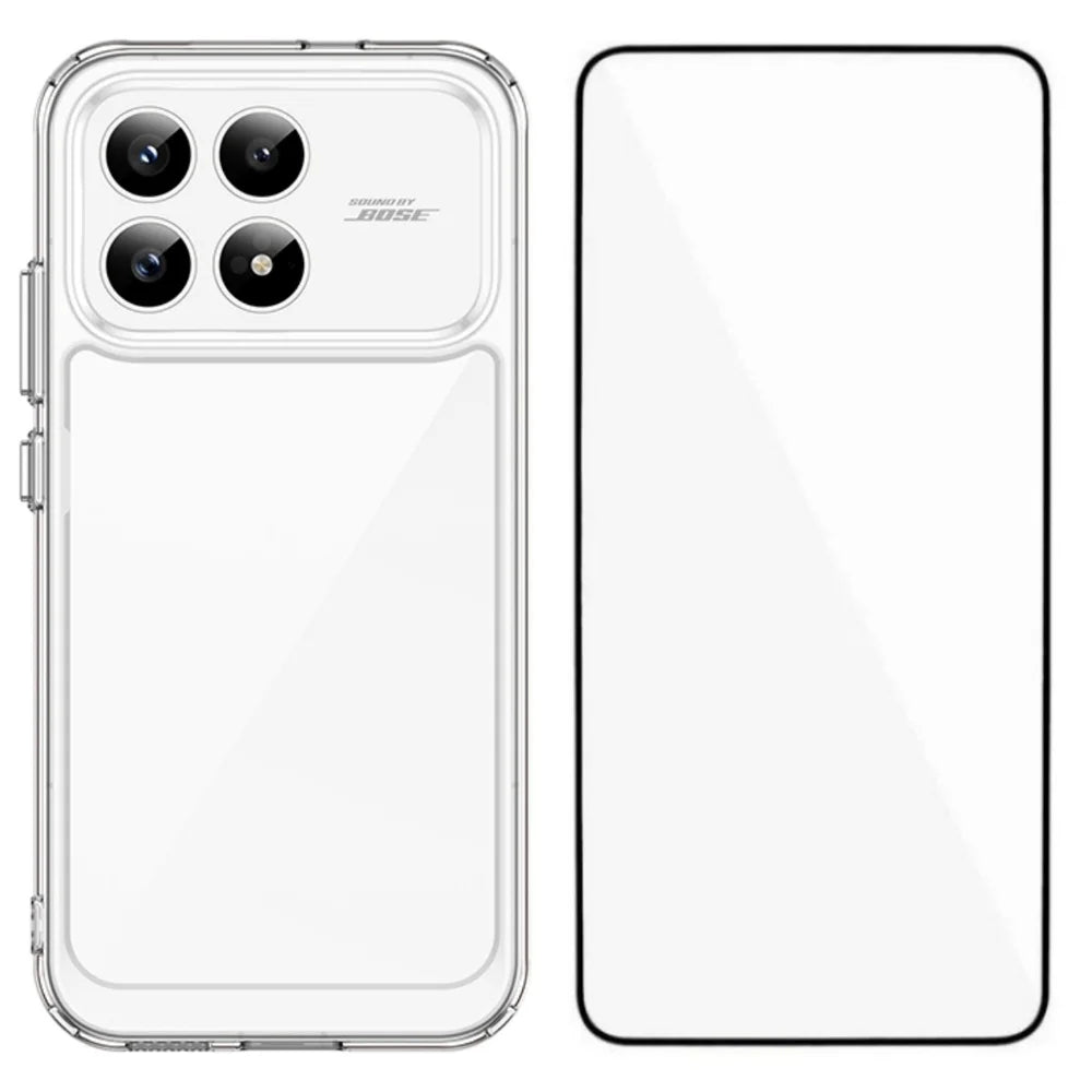 WANLONFENG For Xiaomi Redmi K90 5G / Xiaomi Poco F8 Pro 5G Case  MF Series TPU Acrylic Clear Phone Cover with Tempered Glass Film - Transparent - 1