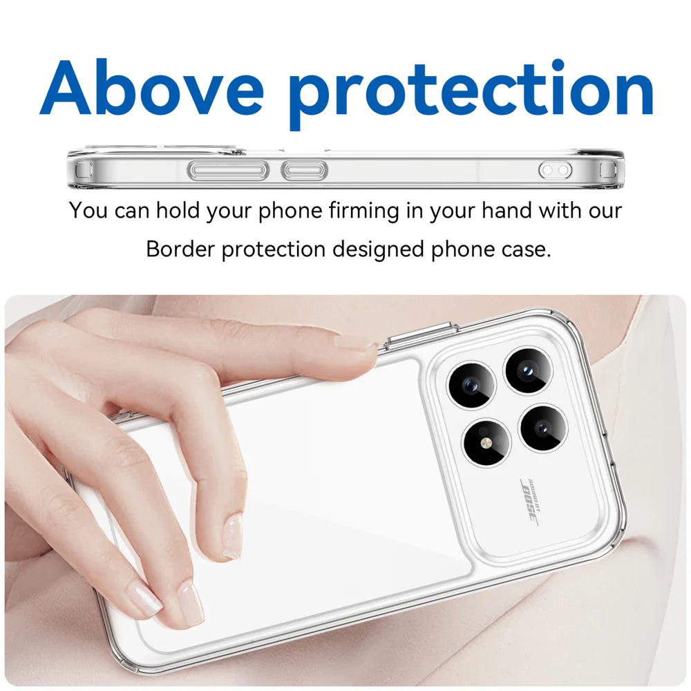 WANLONFENG For Xiaomi Redmi K90 5G / Xiaomi Poco F8 Pro 5G Case  MF Series TPU Acrylic Clear Phone Cover with Tempered Glass Film - Transparent - 5