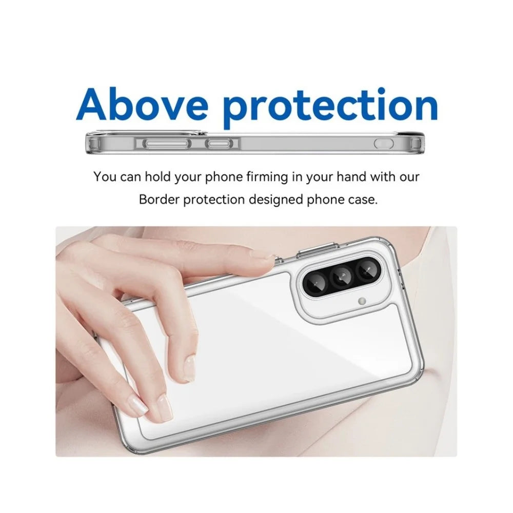 WANLONFENG For Samsung Galaxy A37 5G Case  MF Series TPU Acrylic Clear Phone Cover with Tempered Glass Film - Transparent - 5