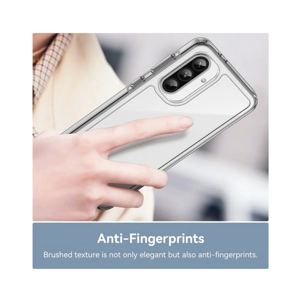 WANLONFENG For Samsung Galaxy A37 5G Case  MF Series TPU Acrylic Clear Phone Cover with Tempered Glass Film - Transparent - 6