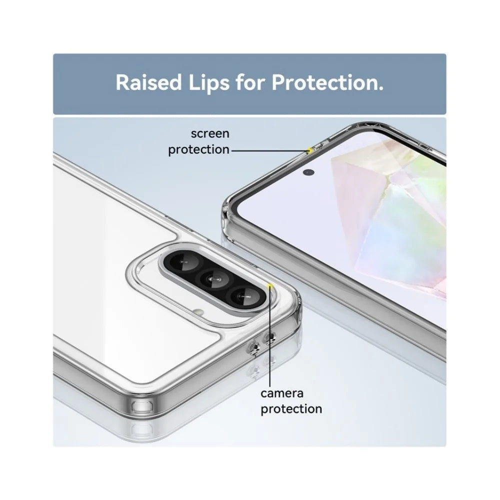 WANLONFENG For Samsung Galaxy A37 5G Case  MF Series TPU Acrylic Clear Phone Cover with Tempered Glass Film - Transparent - 7