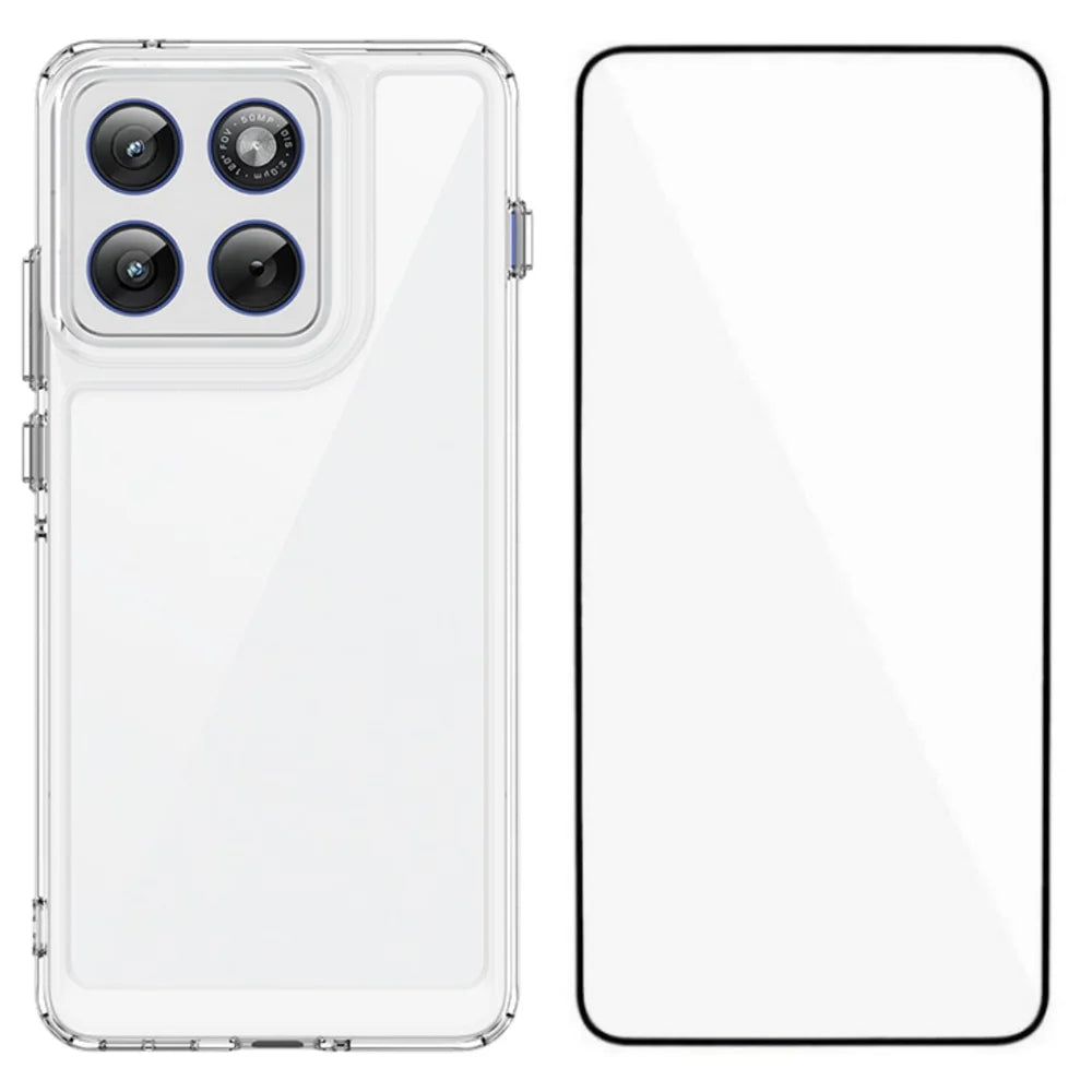 WANLONFENG For Motorola Edge 70 5G Case  MF Series TPU Acrylic Clear Phone Cover with Tempered Glass Film - Transparent - 1