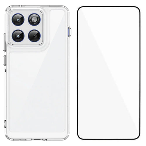 WANLONFENG For Motorola Edge 70 5G Case  MF Series TPU Acrylic Clear Phone Cover with Tempered Glass Film - Transparent - 1