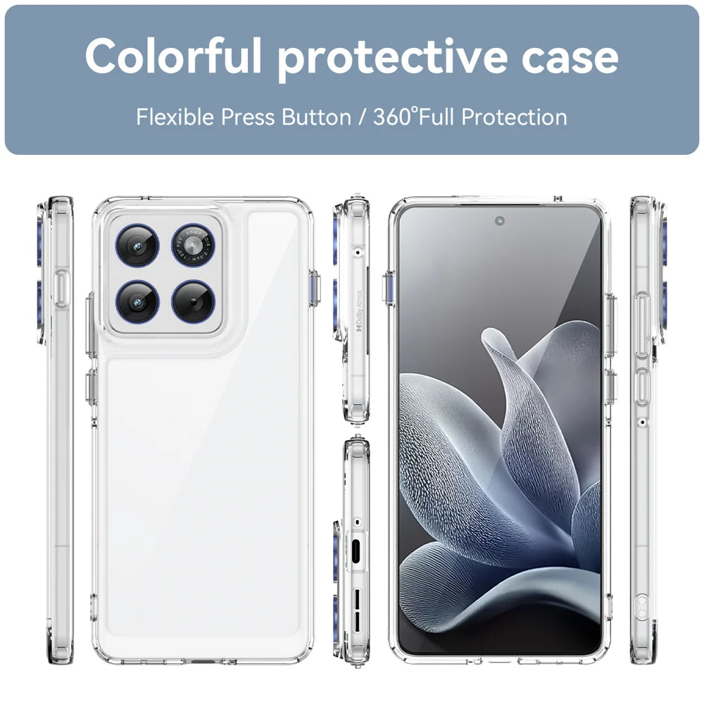 WANLONFENG For Motorola Edge 70 5G Case  MF Series TPU Acrylic Clear Phone Cover with Tempered Glass Film - Transparent - 3