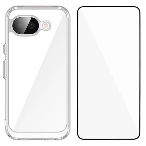 WANLONFENG For Google Pixel 10a Case  MF Series TPU Acrylic Clear Phone Cover with Tempered Glass Film - Transparent - 1