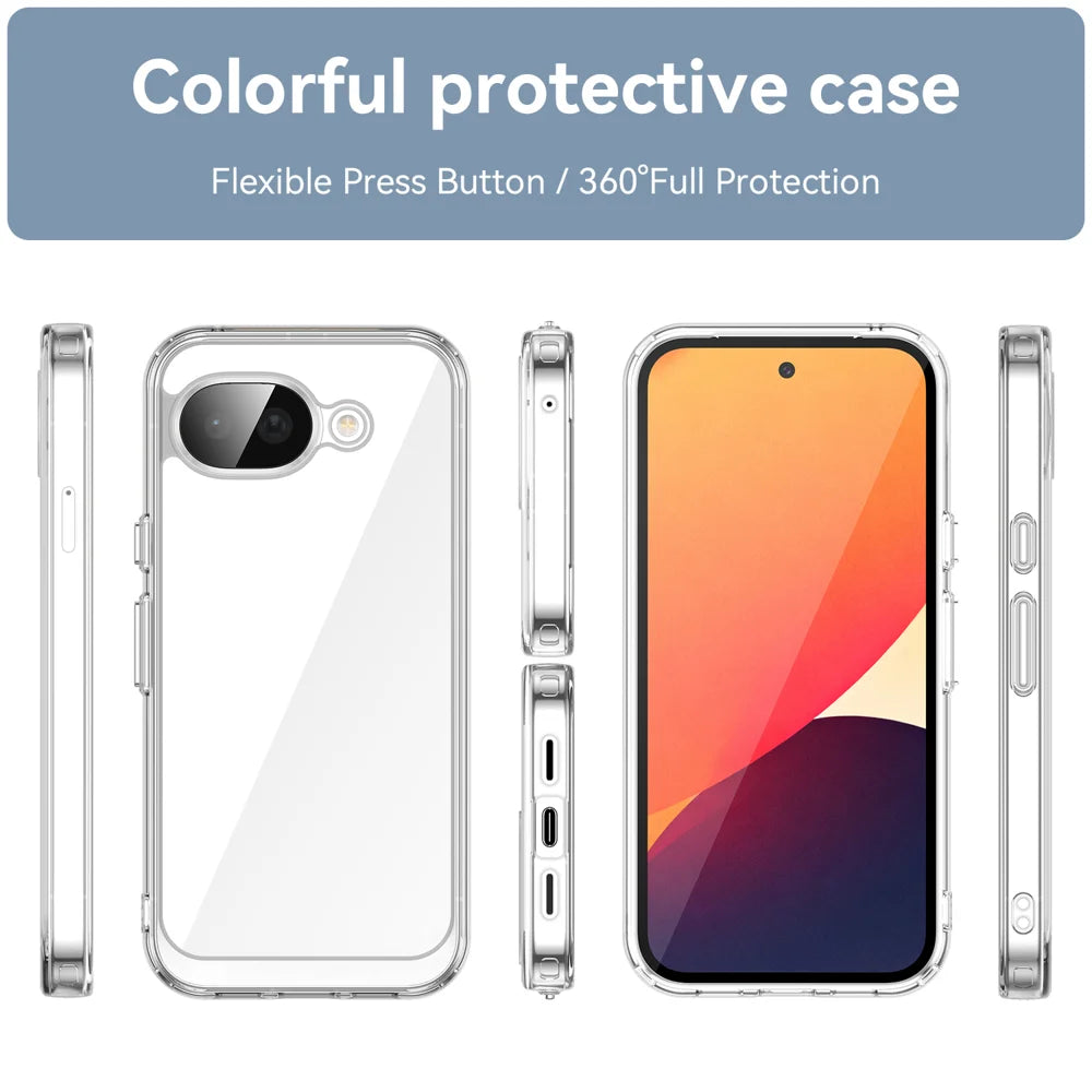 WANLONFENG For Google Pixel 10a Case  MF Series TPU Acrylic Clear Phone Cover with Tempered Glass Film - Transparent - 3