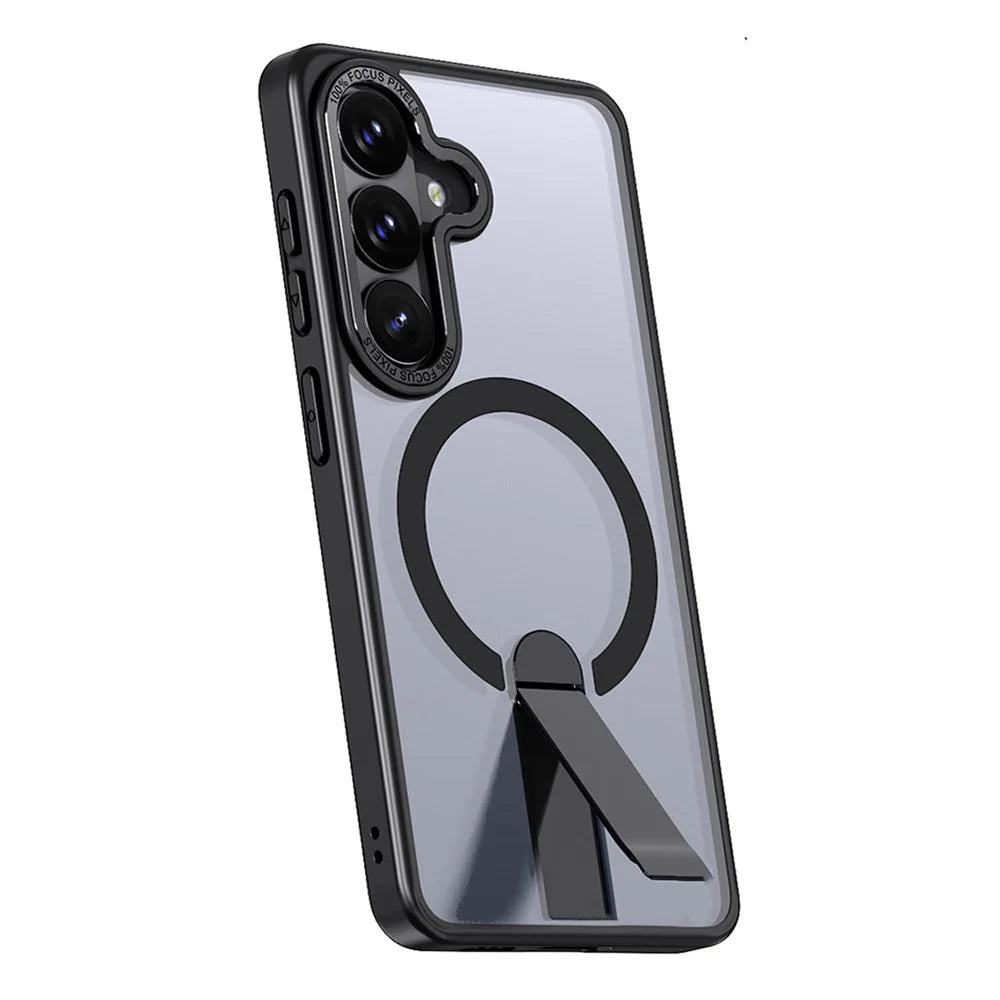 For Samsung Galaxy S26+ Magnetic Case Kickstand TPU + Acrylic Phone Cover - Black - 1