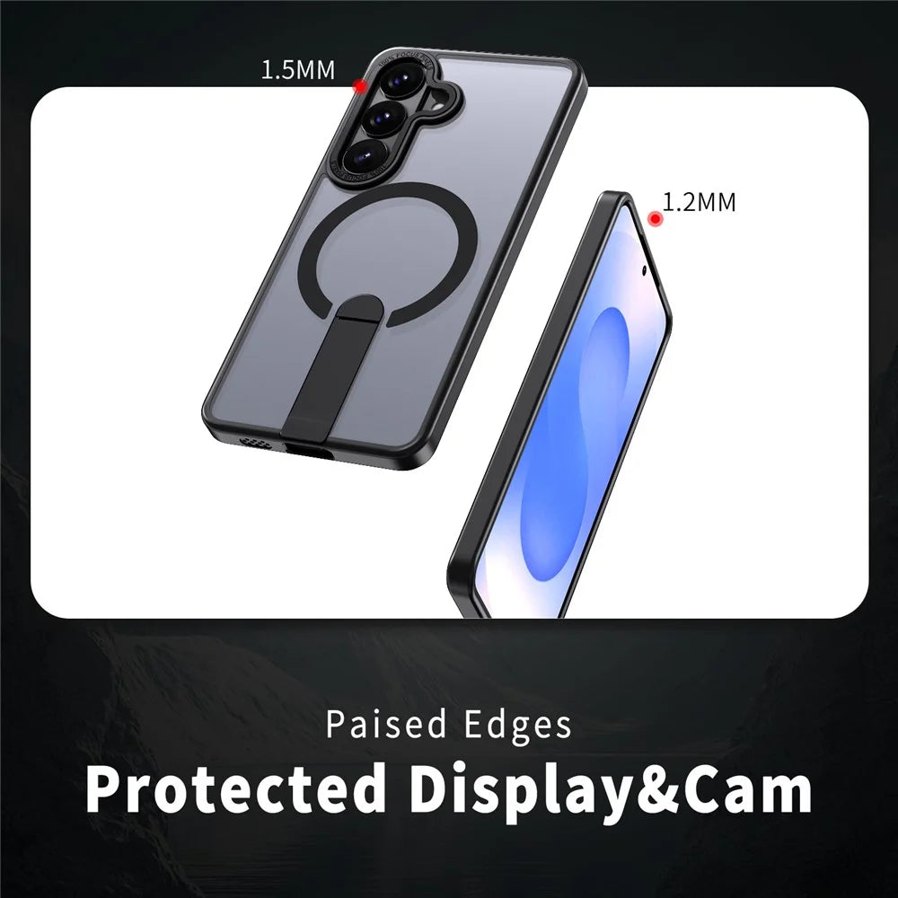 For Samsung Galaxy S26+ Magnetic Case Kickstand TPU + Acrylic Phone Cover - Black - 5