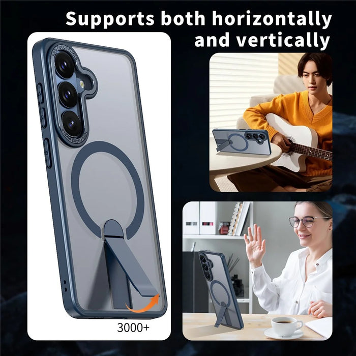 For Samsung Galaxy S26 Magnetic Case Kickstand TPU + Acrylic Phone Cover - Blue - 2