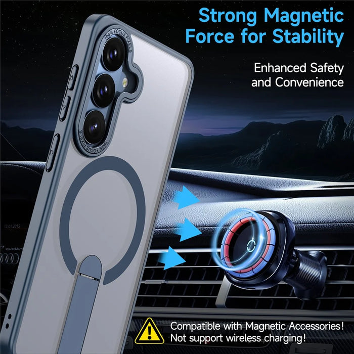 For Samsung Galaxy S26 Magnetic Case Kickstand TPU + Acrylic Phone Cover - Blue - 3