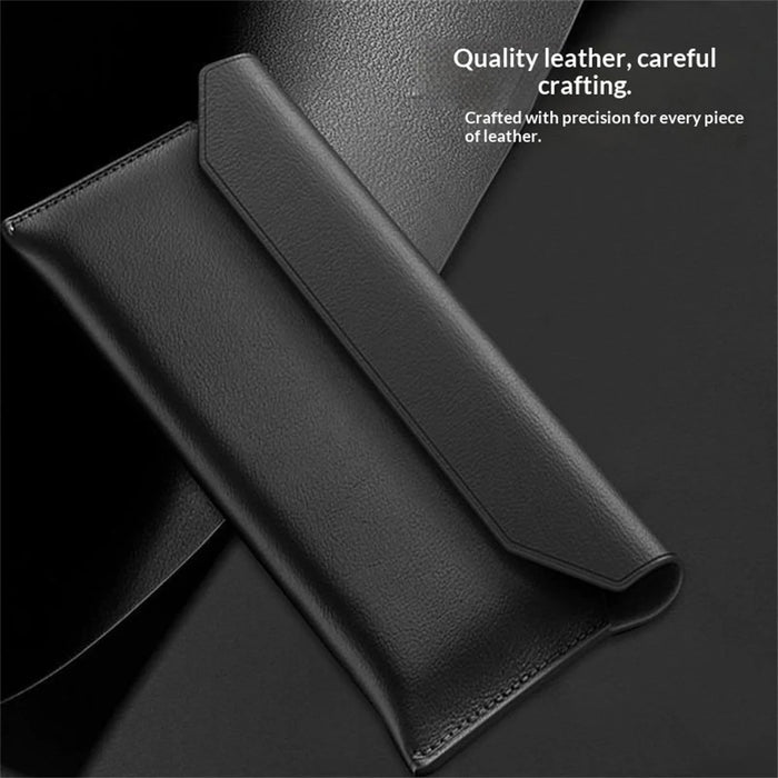 For Samsung Galaxy Z TriFold 5G Case Envelope Style Genuine Cow Leather Anti Drop Phone Cover - Black - 7