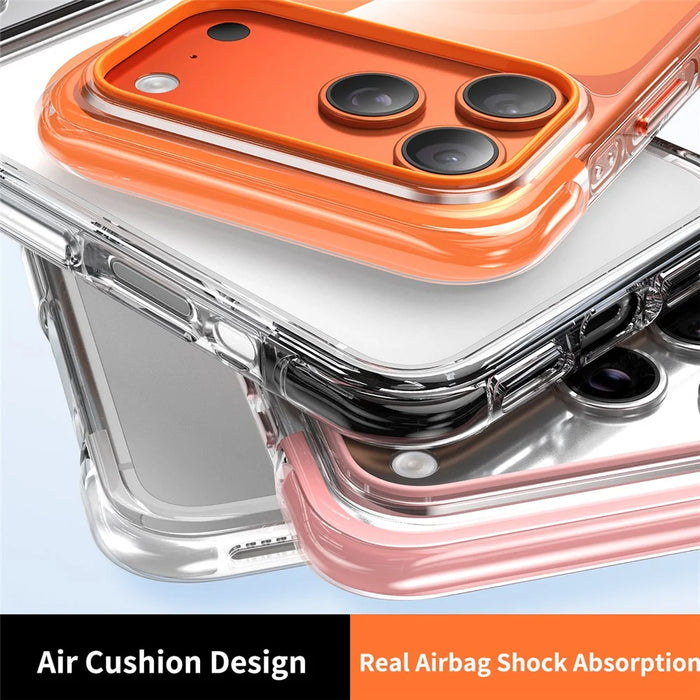 For iPhone 17 Pro Max Case Compatible with MagSafe Clear Acrylic TPU Airbag Shockproof Phone Cover - Orange - 5