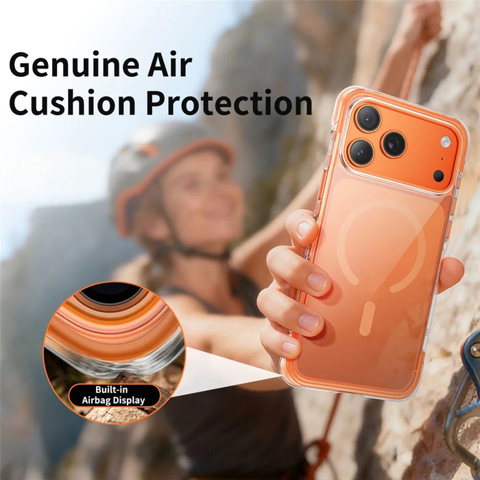 For iPhone 17 Pro Case Compatible with MagSafe Clear Acrylic TPU Airbag Shockproof Phone Cover - Orange - 4