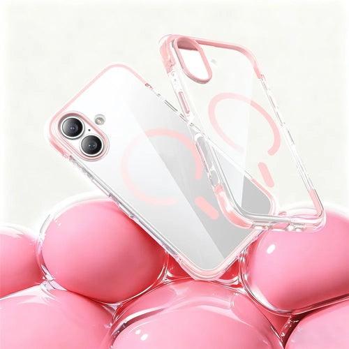For iPhone 17 Case Compatible with MagSafe Clear Acrylic TPU Airbag Shockproof Phone Cover - Pink - 1