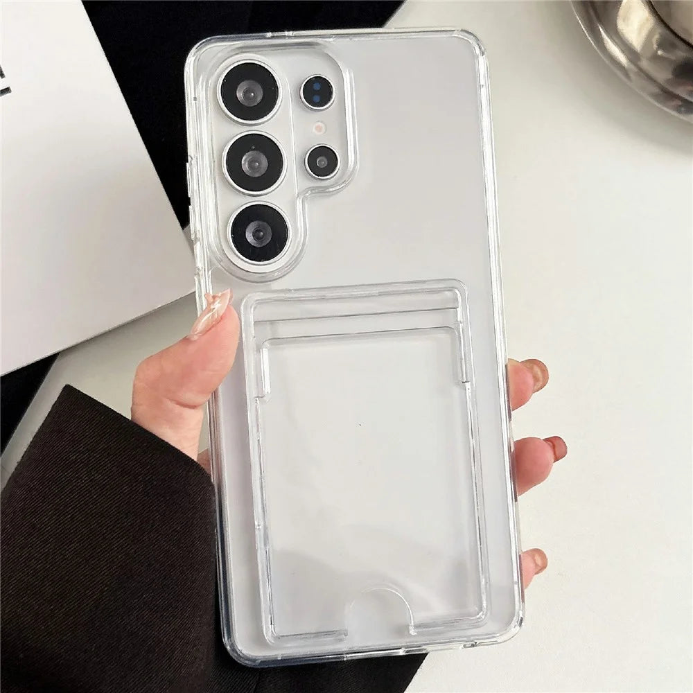 For Samsung Galaxy S26 Ultra Clear Case Acrylic Protective Phone Cover with Card Slot - 1