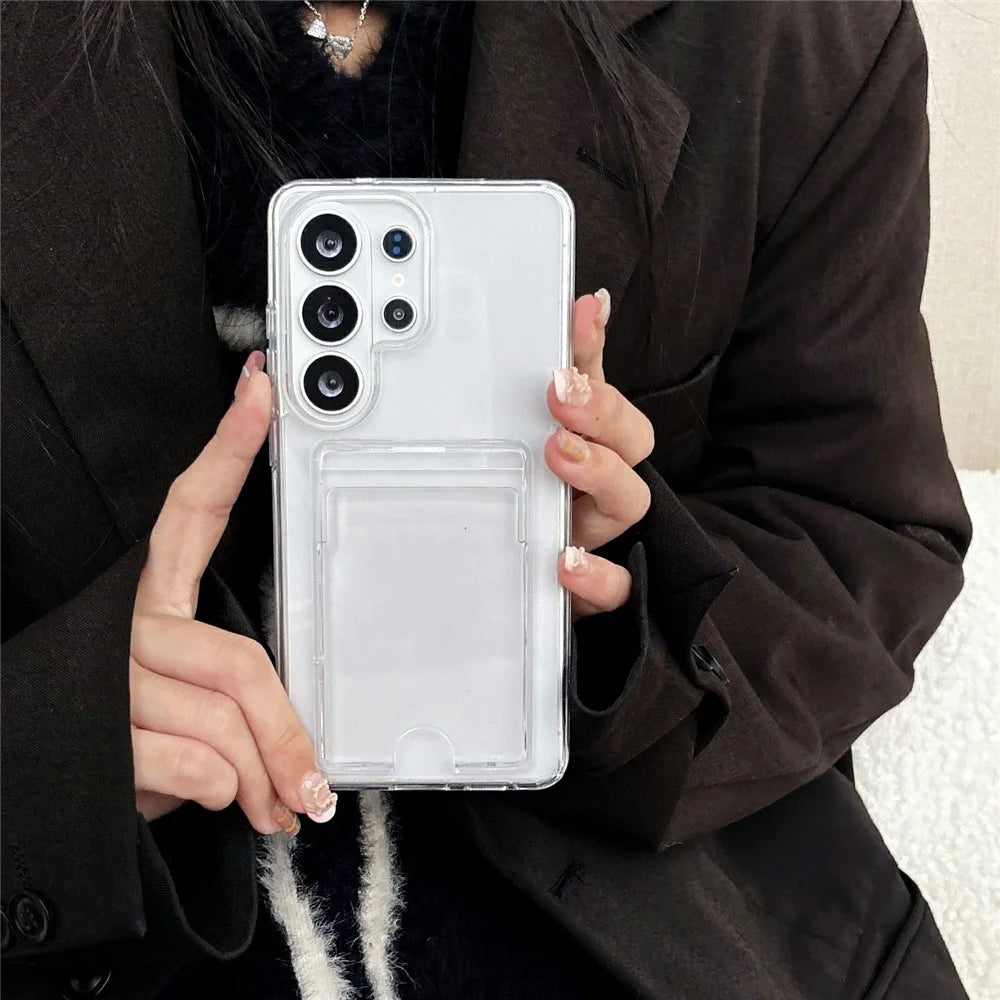 For Samsung Galaxy S26 Ultra Clear Case Acrylic Protective Phone Cover with Card Slot - 4