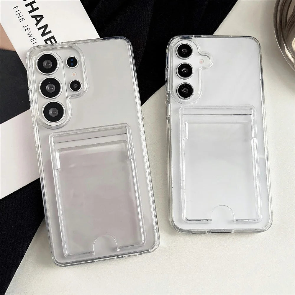 For Samsung Galaxy S26 Ultra Clear Case Acrylic Protective Phone Cover with Card Slot - 5