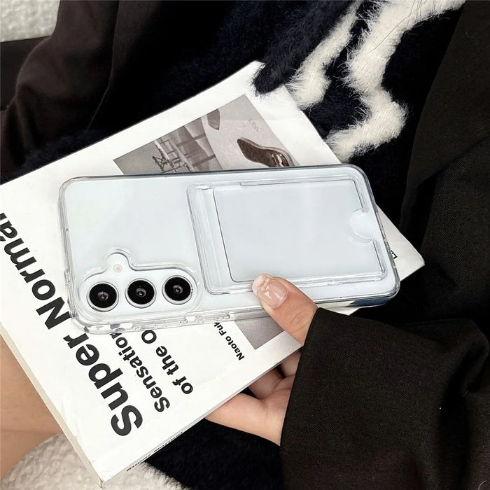 For Samsung Galaxy S26+ Clear Case Acrylic Protective Phone Cover with Card Slot - 2