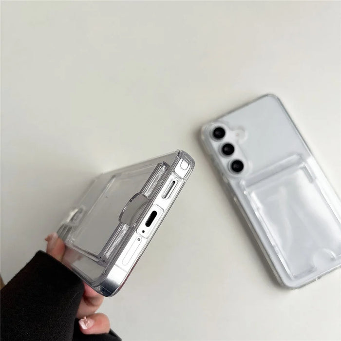 For Samsung Galaxy S26+ Clear Case Acrylic Protective Phone Cover with Card Slot - 4