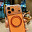 For iPhone 17 Pro Case Kickstand PC + TPU Shockproof Clear Phone Cover Compatible with MagSafe - Transparent  /  Orange - 6