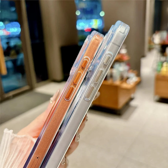 For iPhone 17 Pro Case Kickstand PC + TPU Shockproof Clear Phone Cover Compatible with MagSafe - Transparent  /  Orange - 7