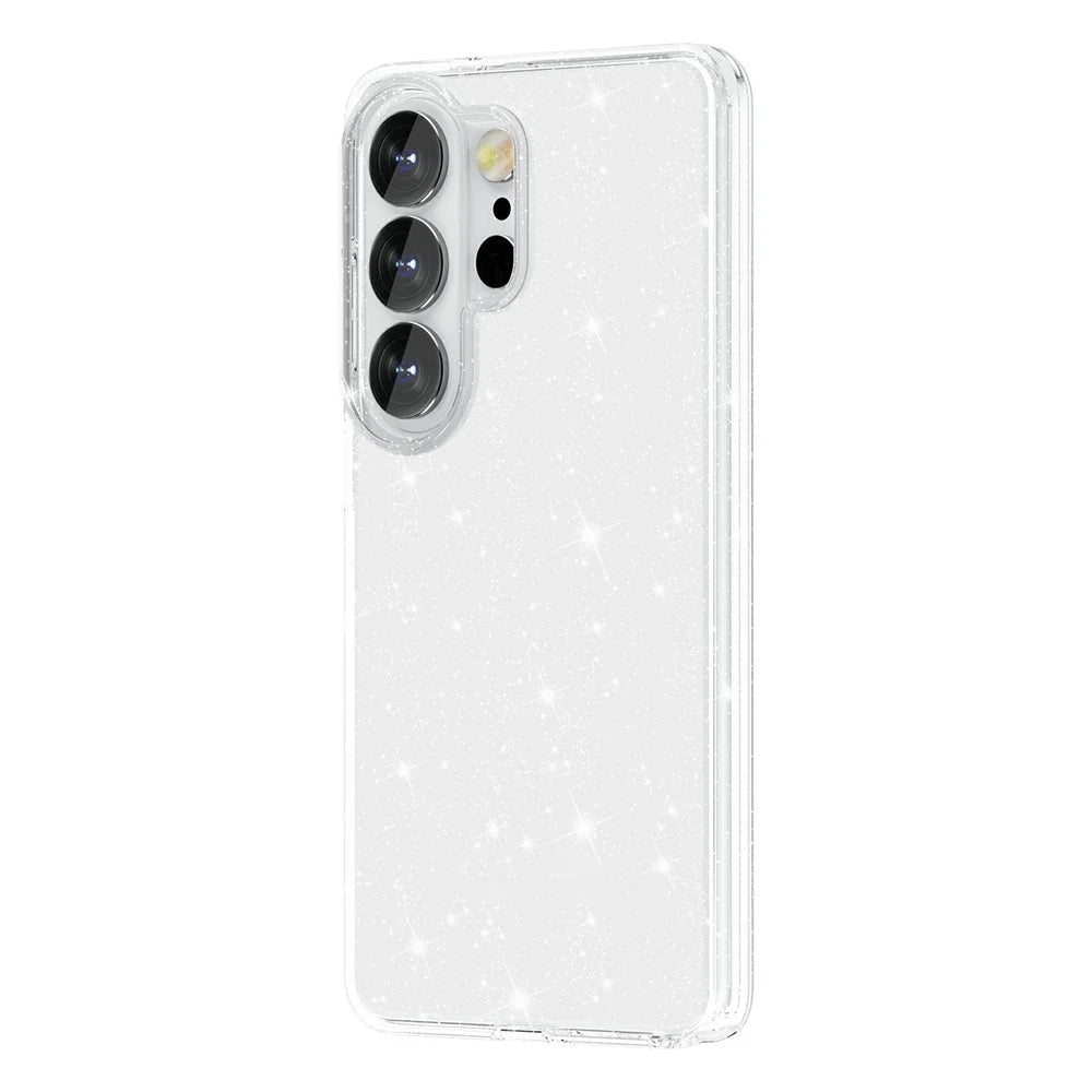 For Samsung Galaxy S26 Ultra Case Sparkly Powder Glitter Shiny Soft TPU + Hard PC Back Cover - White - 3