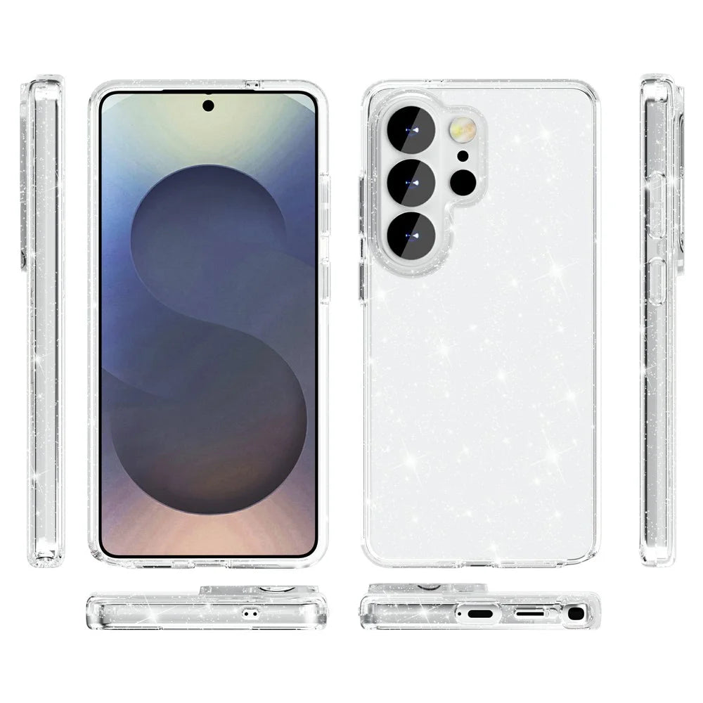 For Samsung Galaxy S26 Ultra Case Sparkly Powder Glitter Shiny Soft TPU + Hard PC Back Cover - White - 5