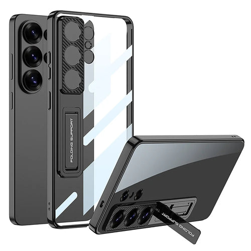 GKK For Samsung Galaxy S26 Ultra Case Kickstand TPU + PC Phone Shell Electroplating - Black - 1
