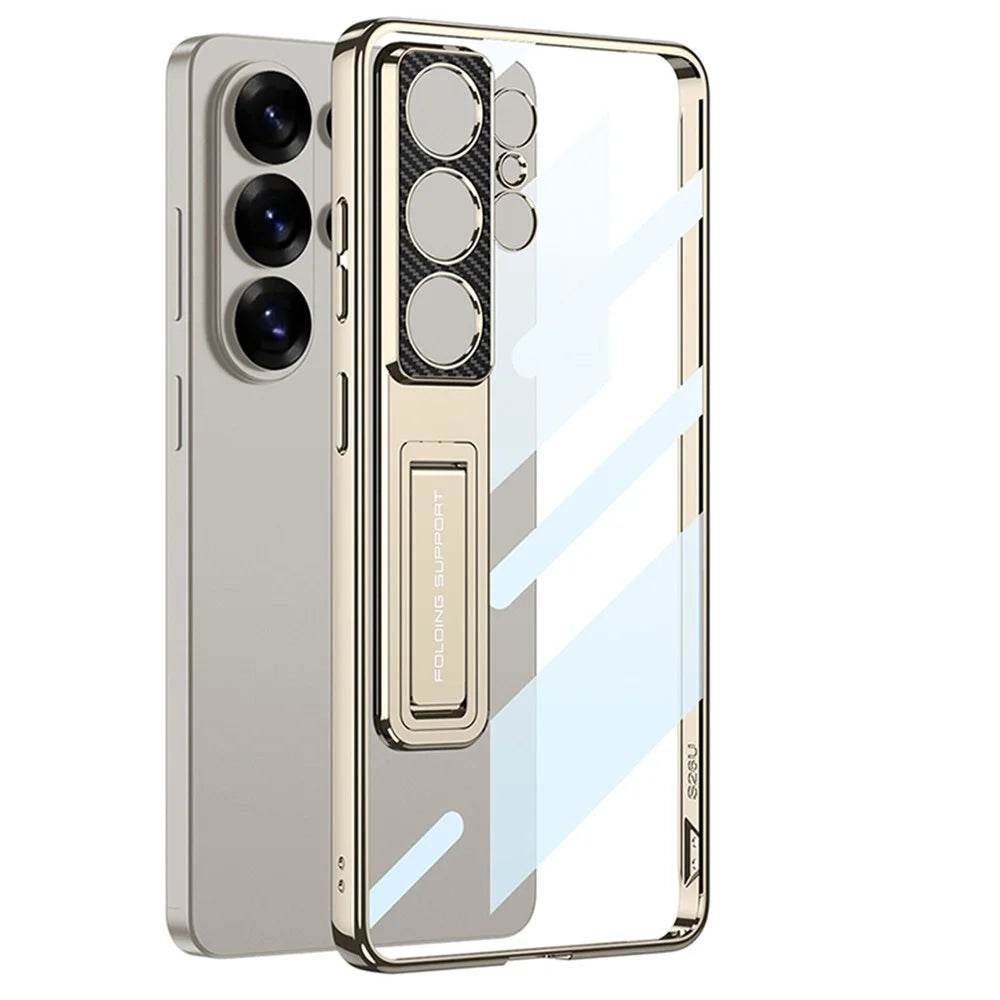 GKK For Samsung Galaxy S26 Ultra Case Kickstand TPU + PC Phone Shell Electroplating - Black - 6