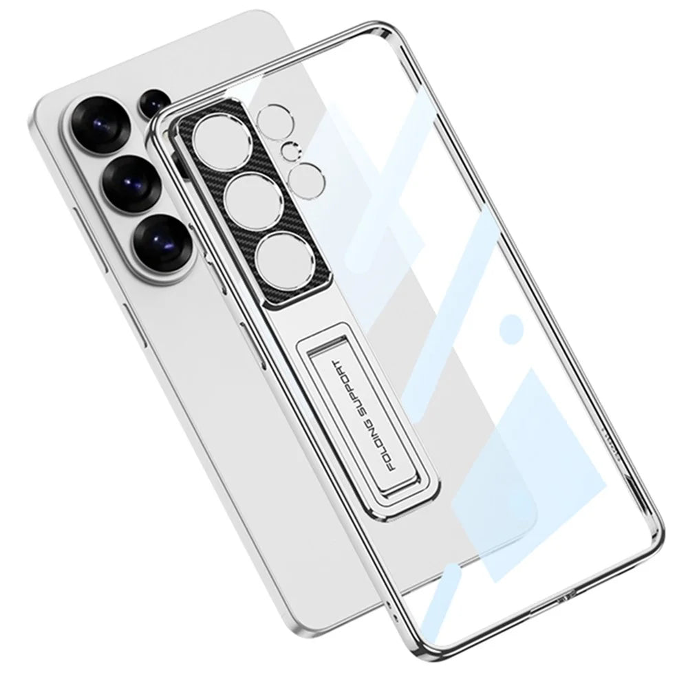 GKK For Samsung Galaxy S26 Ultra Case Kickstand TPU + PC Phone Shell Electroplating - Black - 7